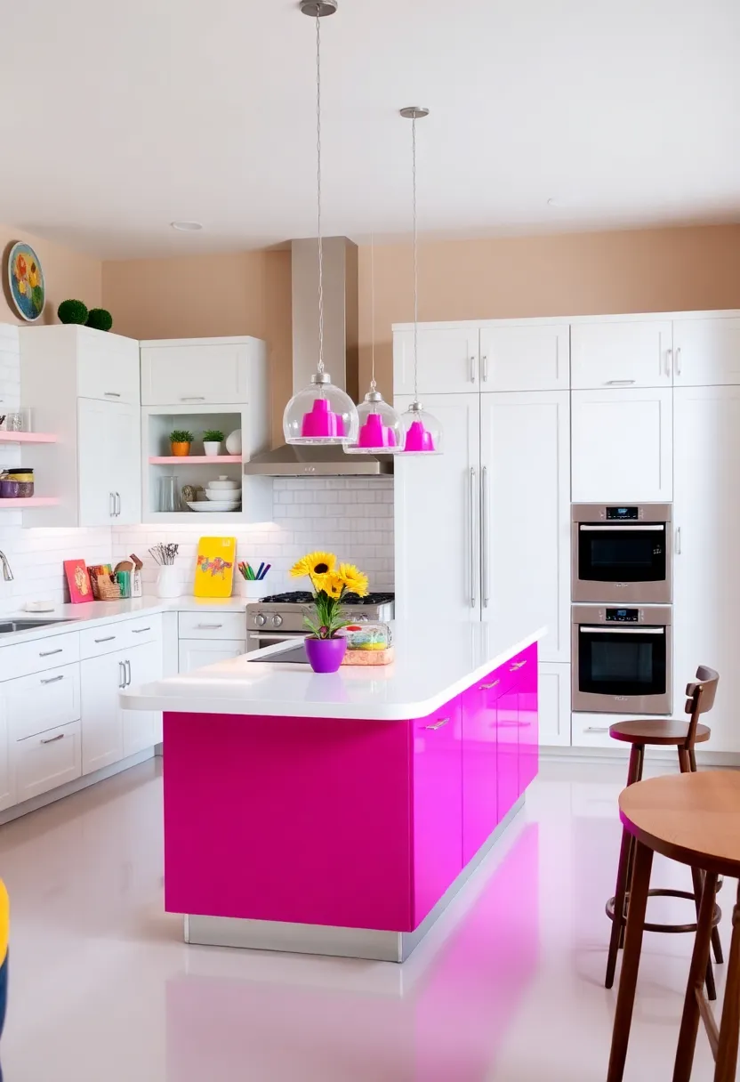 20 Colorful Kitchen Island Ideas That Will Brighten Your Home (Wait Till You See #7!) - 12. Funky Fuchsia