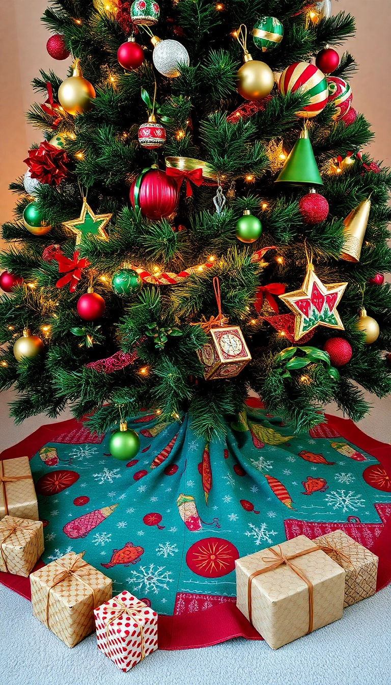 19 Nostalgic Vintage Christmas Decor Inspirations That Will Transport You Back in Time (#9 Is a Must-See!) - 12. Retro Christmas Tree Skirts