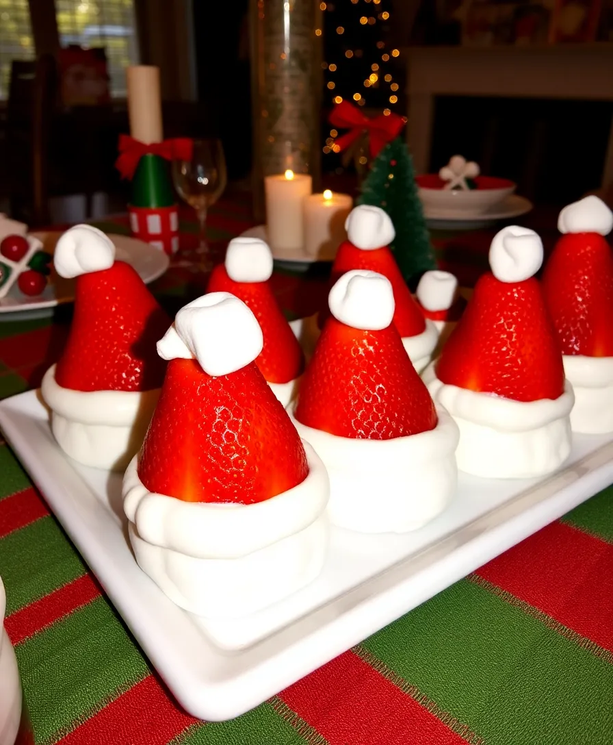 22 Easy Christmas Desserts You Can Make in Under 30 Minutes! - 7. Strawberry Santa Hats