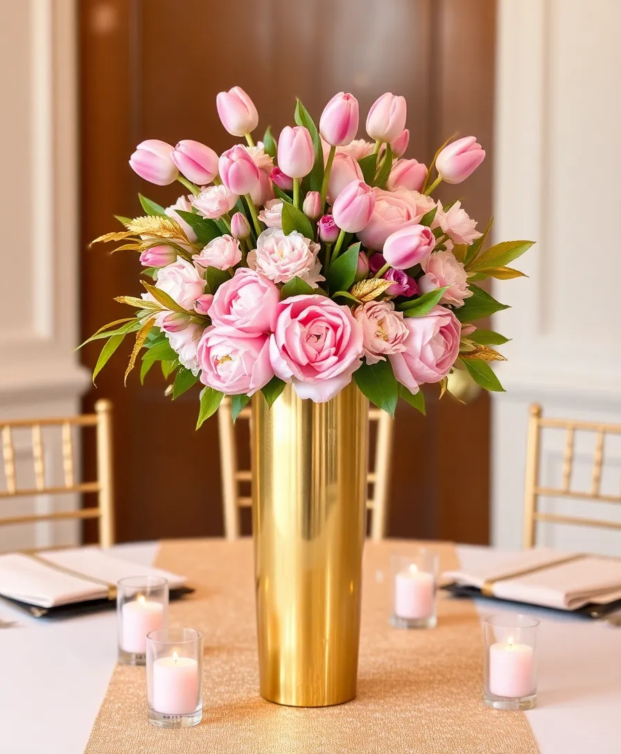 17 Unique Pink and Gold Tablescape Ideas That Will Leave Guests Speechless! - 3. Elegant Floral Centerpiece