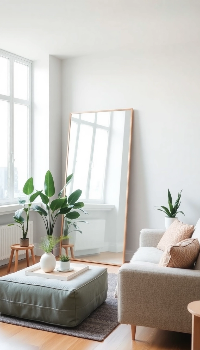 23 Minimalist Studio Apartment Décor Ideas That'll Transform Your Tiny Space! - 6. Mirrors for Illusion