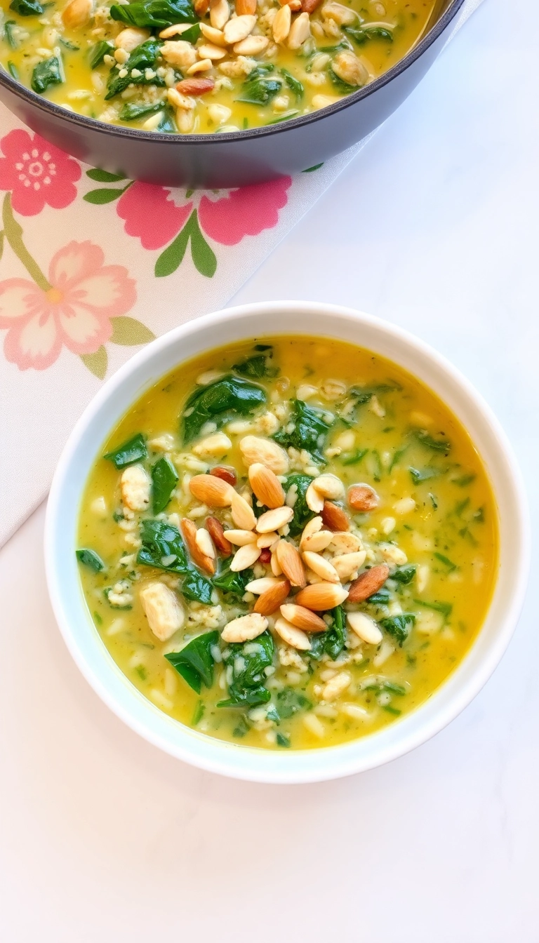 18 Panera Chicken and Wild Rice Soup Ideas That Will Warm Your Soul! - 13. Chicken and Wild Rice Soup with Spinach and Almonds