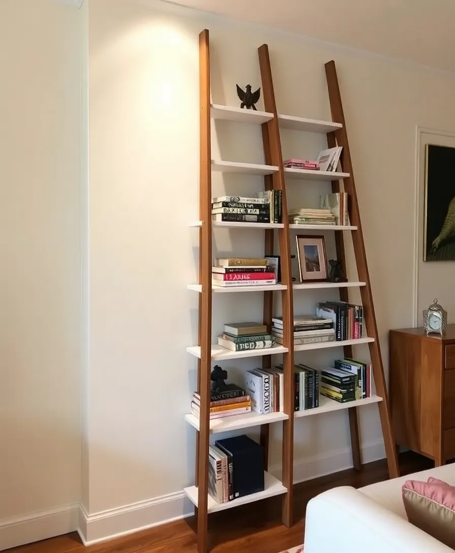 15 Stunning Bookshelves That Will Transform Your Cozy Living Space (You Won't Believe #7!) - 10. Ladder Shelf Elegance