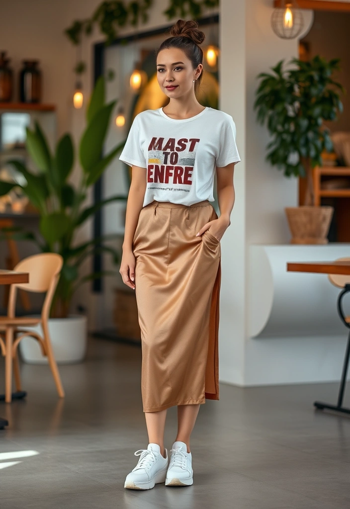 20 Casual Outfits That'll Make You Look Effortlessly Stylish (You Won't Believe #15!) - 7. T-shirt and Slip Skirt Combo