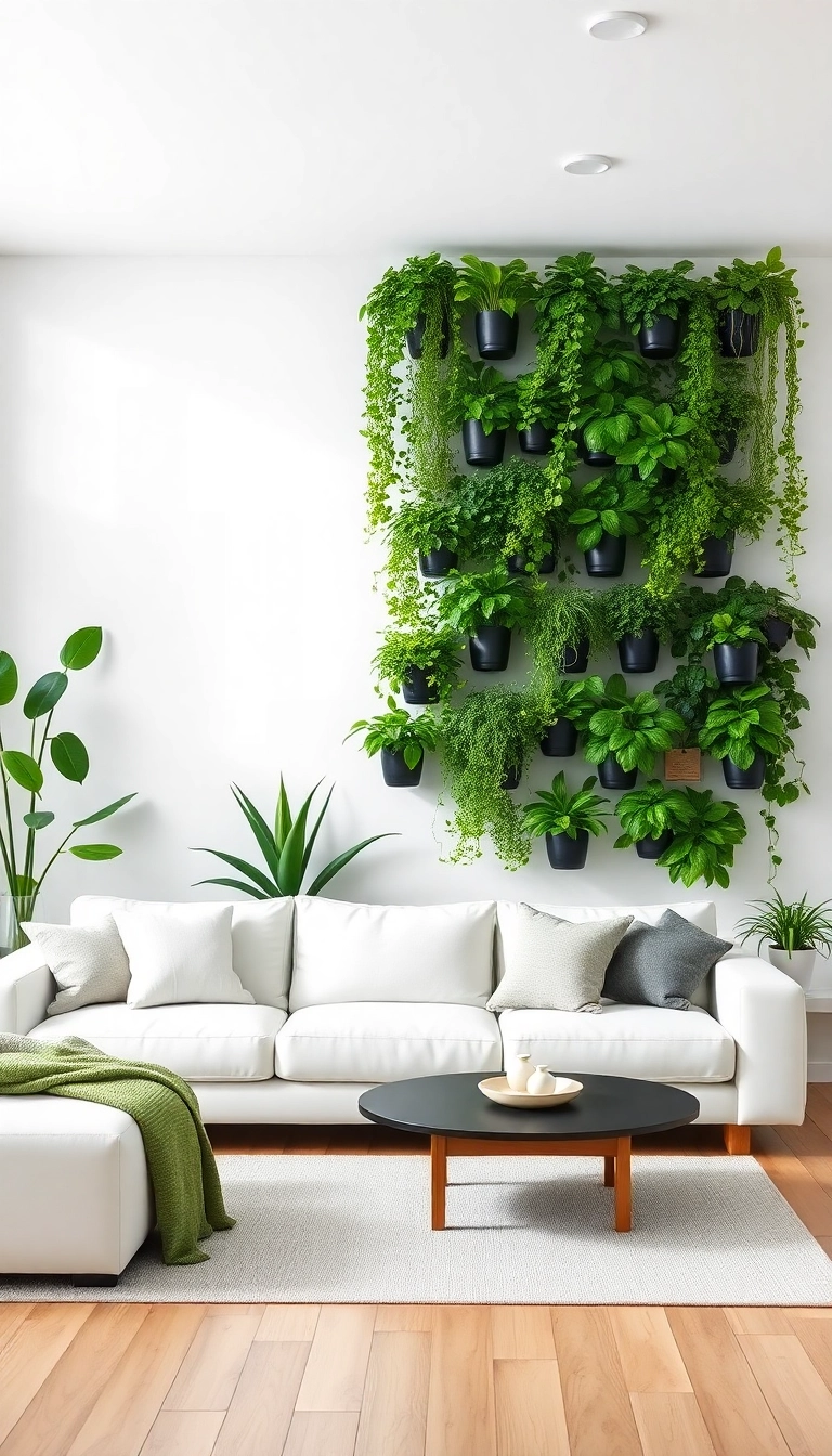 10 Large Blank Wall Living Room Ideas That Will Transform Your Space! - 3. Vertical Garden