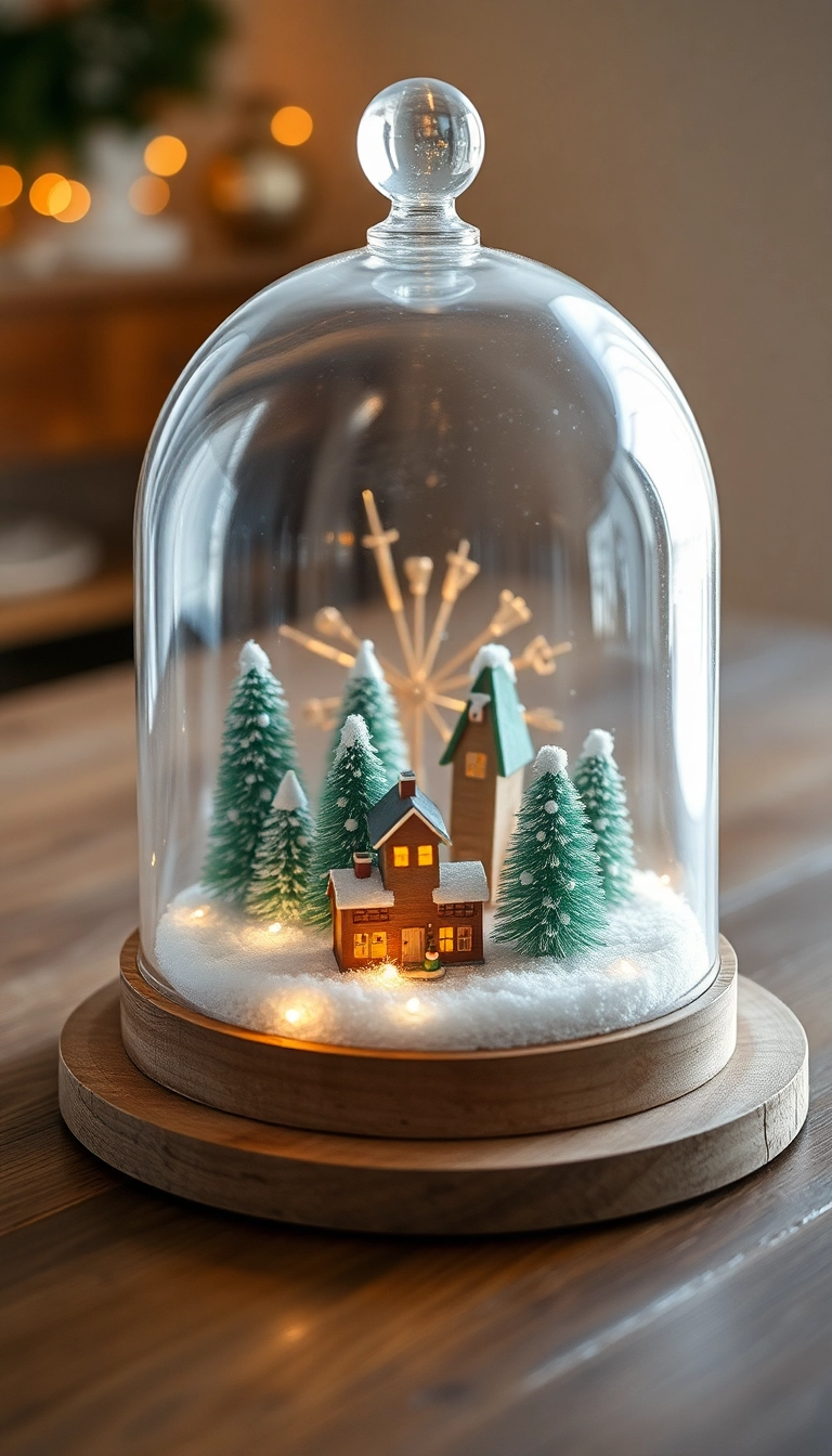 21 Stunning Christmas Village Display Platform Ideas You Must Try This Holiday Season! - 3. Glass Cloche