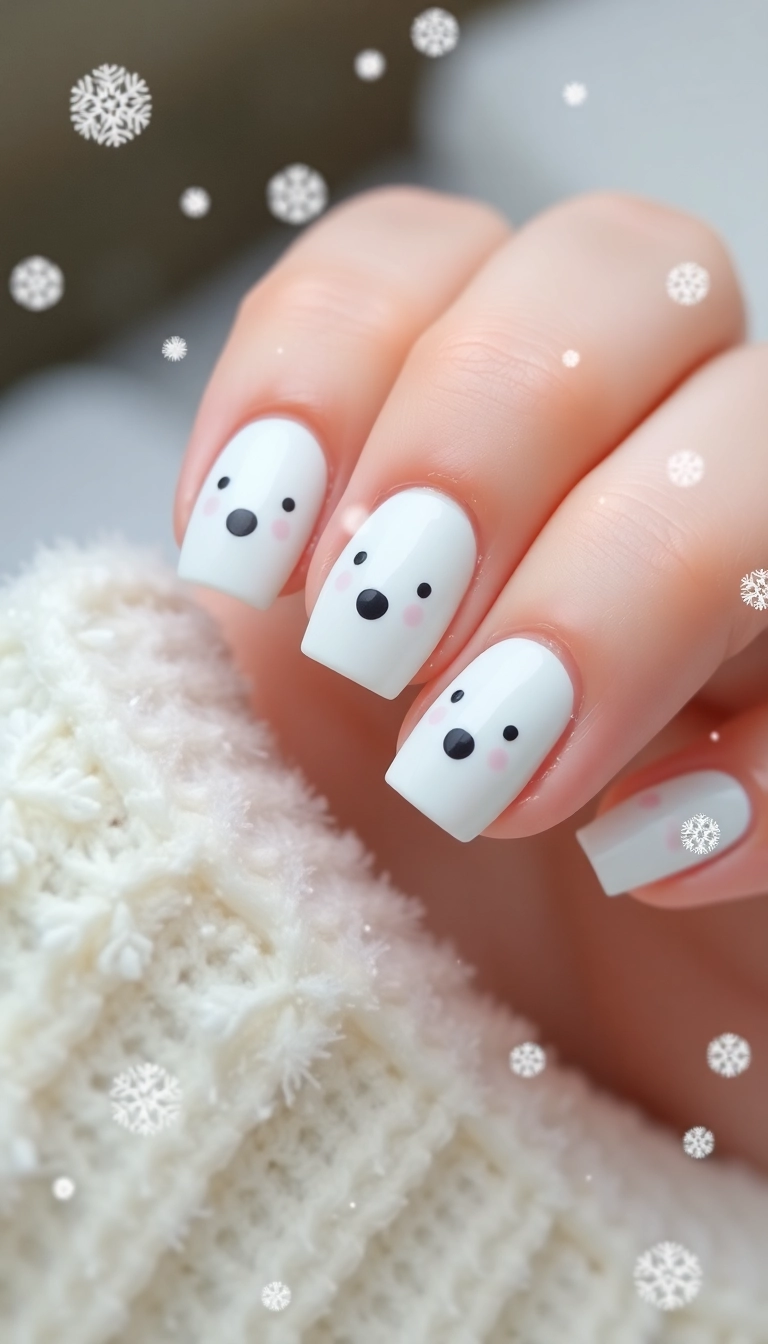 21 Jaw-Dropping Winter Nail Designs That Will Leave You Speechless (Don't Miss #8!) - 15. Polar Bear Paws