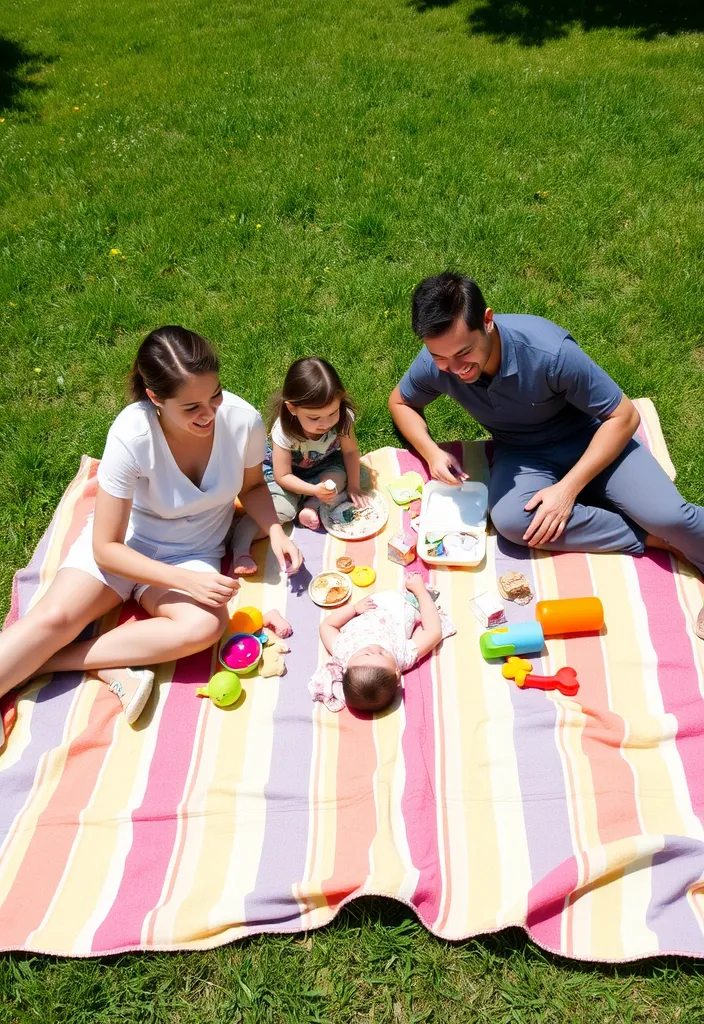 10 Heartwarming Family Newborn Pictures at Home You'll Want to Recreate! - 9. Family Picnic