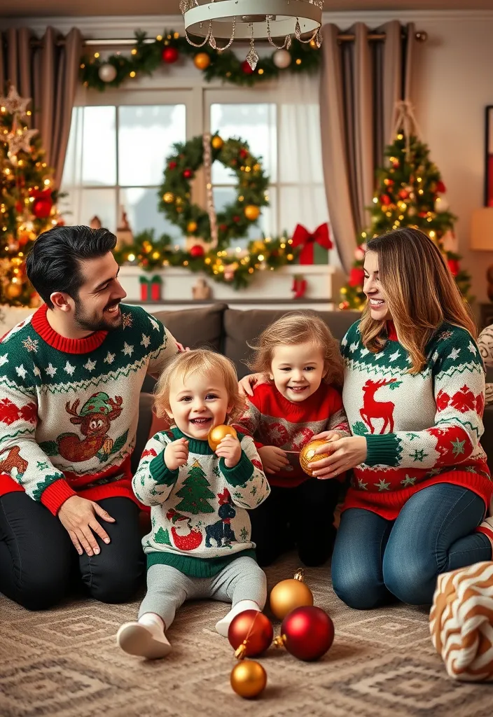 12 Matching Women's Winter Fashion Ideas for Family Photos That Will Make You Look Amazing Together! - 5. Festive Holiday Sweaters