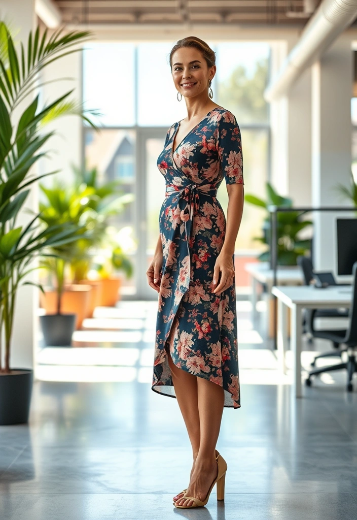 18 Office Outfits That'll Make You the Best-Dressed in the Boardroom (#5 Will Shock You!) - 9. Floral Wrap Dress