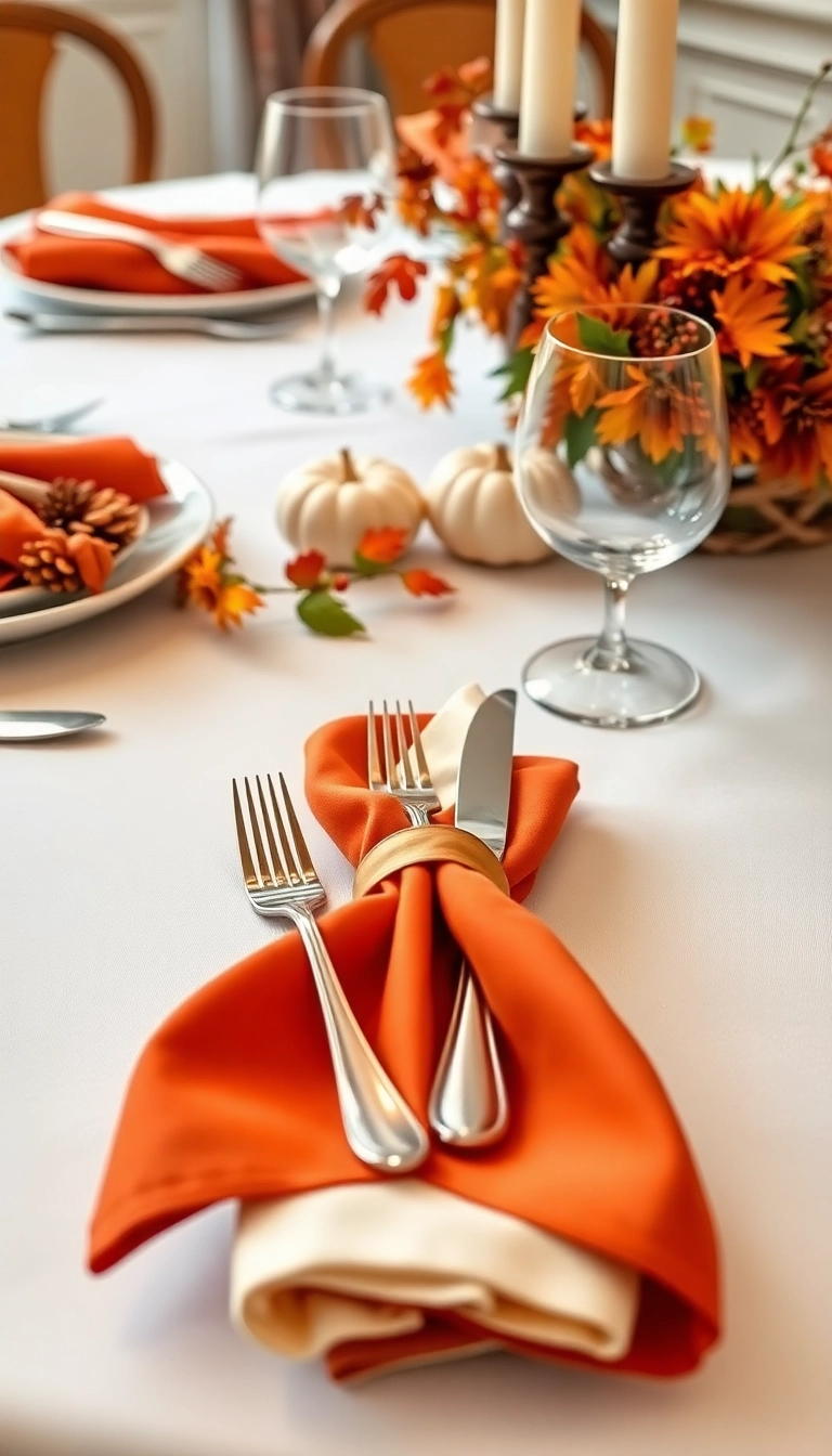 25 Friendsgiving Dinner Party Ideas That Will Make You the Host of the Year! - 8. Creative Napkin Folding