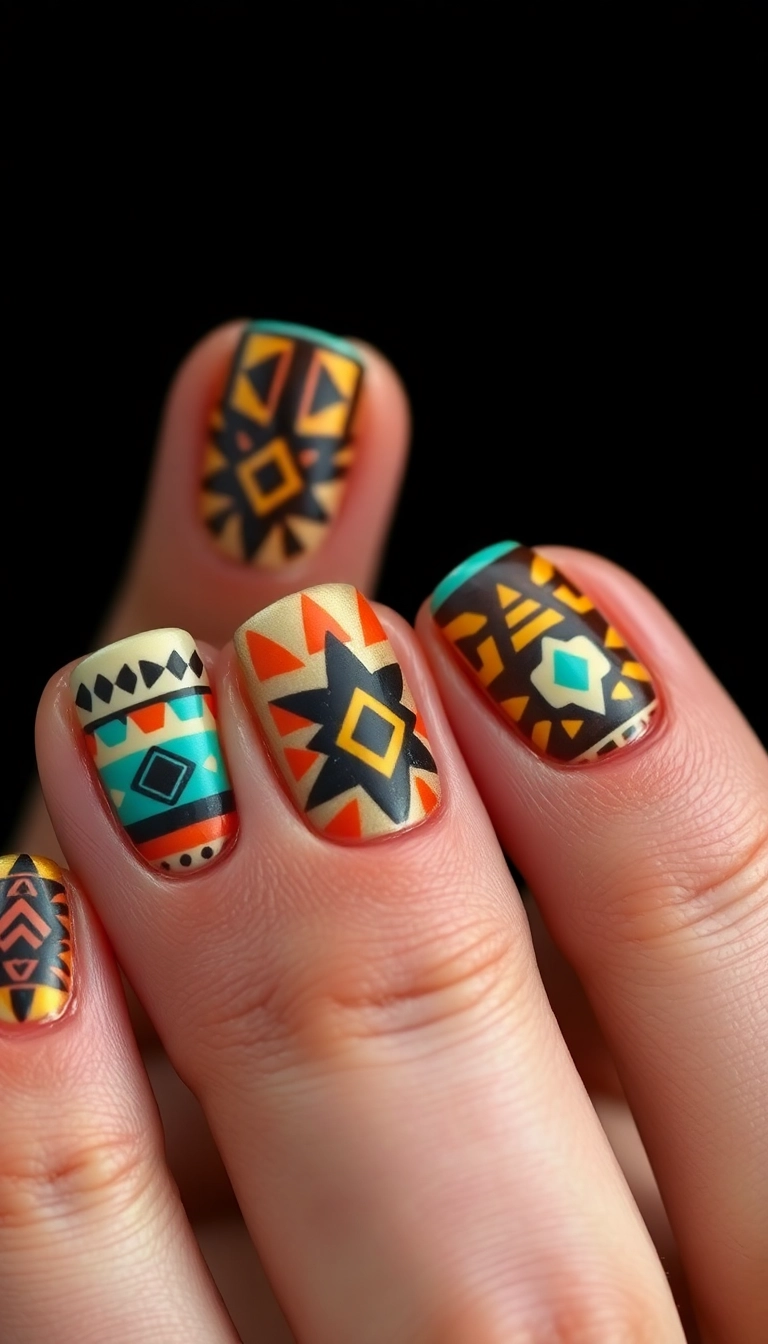 25 Mexican Style Nail Designs That Will Make You the Star of Every Fiesta! - 11. Aztec Influence