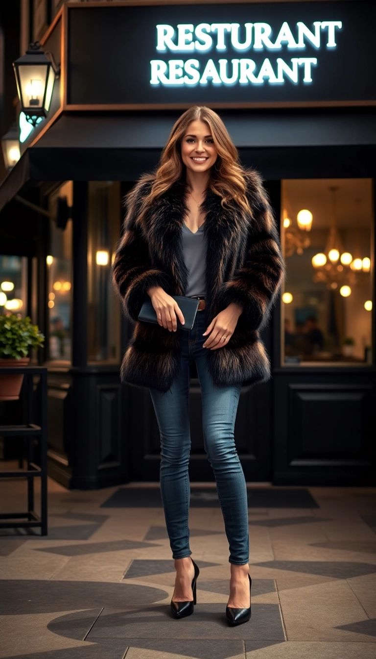 10 Cozy Winter Outfits for Cold Weather That Will Keep You Stylish! - 6. Faux Fur Coat with Skinny Jeans