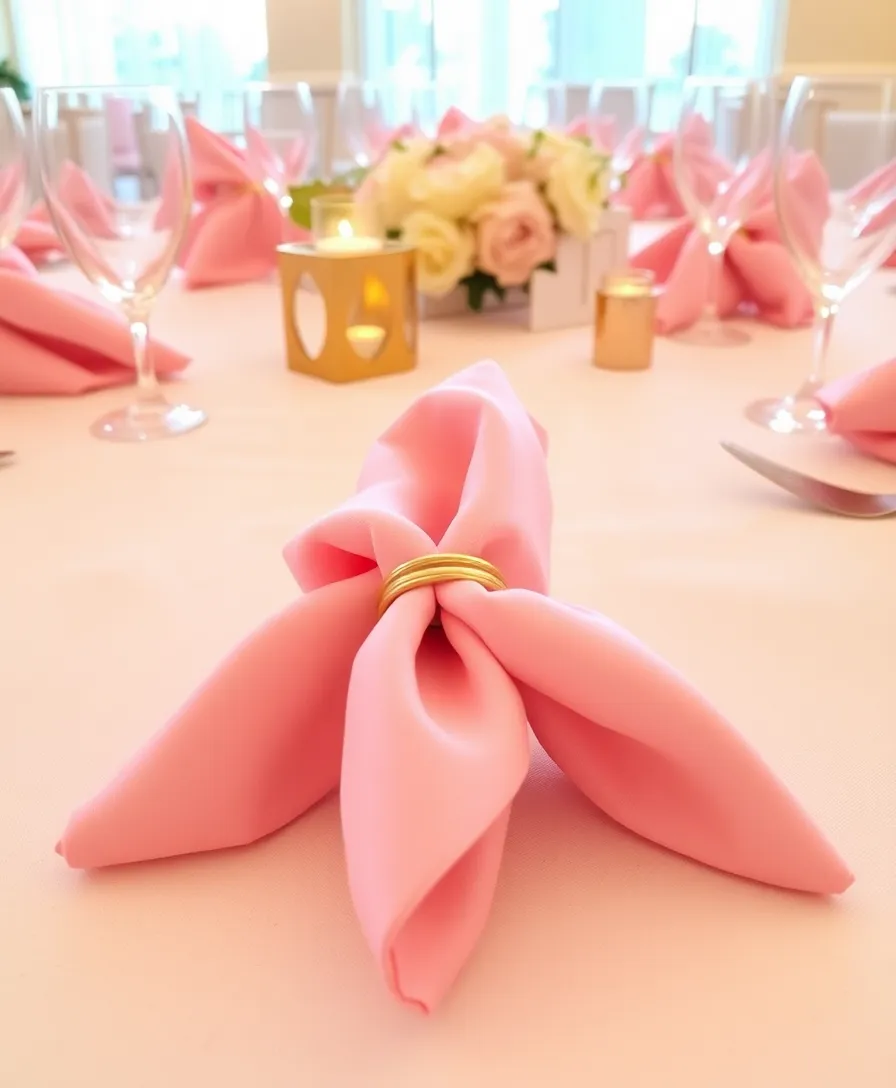 17 Unique Pink and Gold Tablescape Ideas That Will Leave Guests Speechless! - 14. Themed Napkin Folding