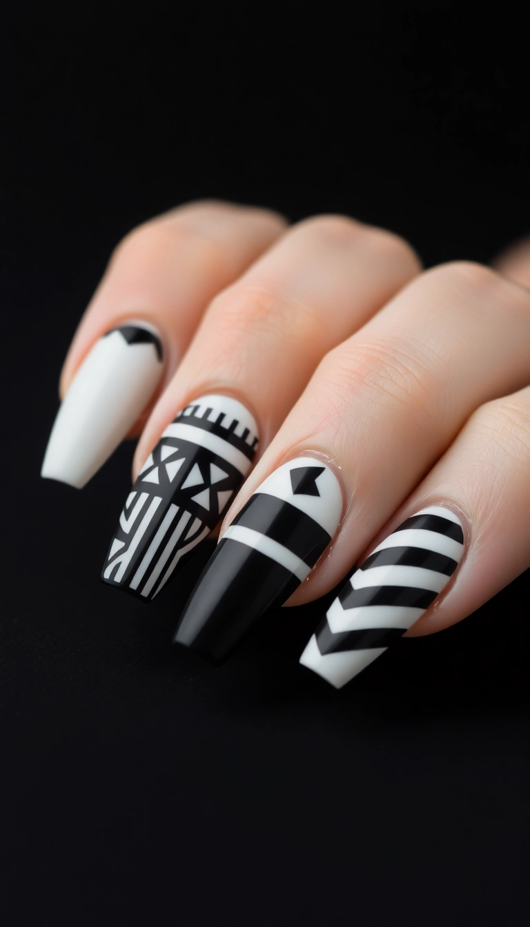 25 Stunning Acrylic Nails for Winter That Will Make You the Trendsetter! - 11. Chic Black and White