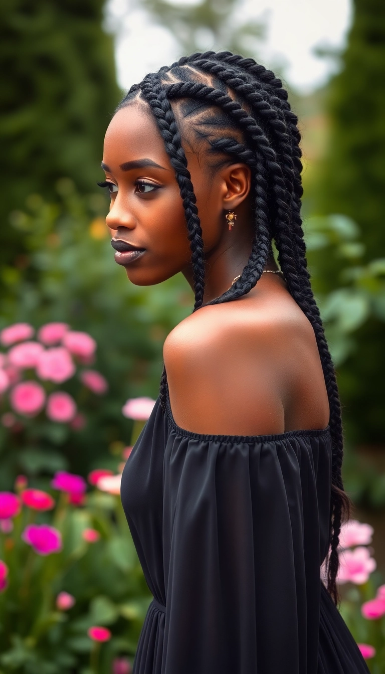 24 Stunning Braided Hairstyles for Black Women That Will Turn Heads! - 23. Side-Swept Braids