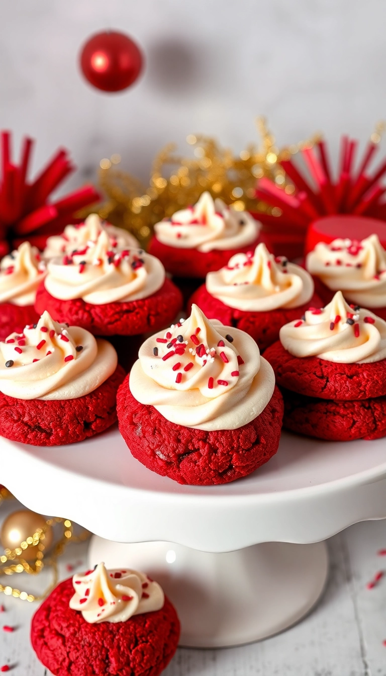 22 Christmas Cookies Ideas That'll Make Your Holidays Sweeter Than Ever! - 9. Red Velvet Cookies with Cream Cheese Frosting