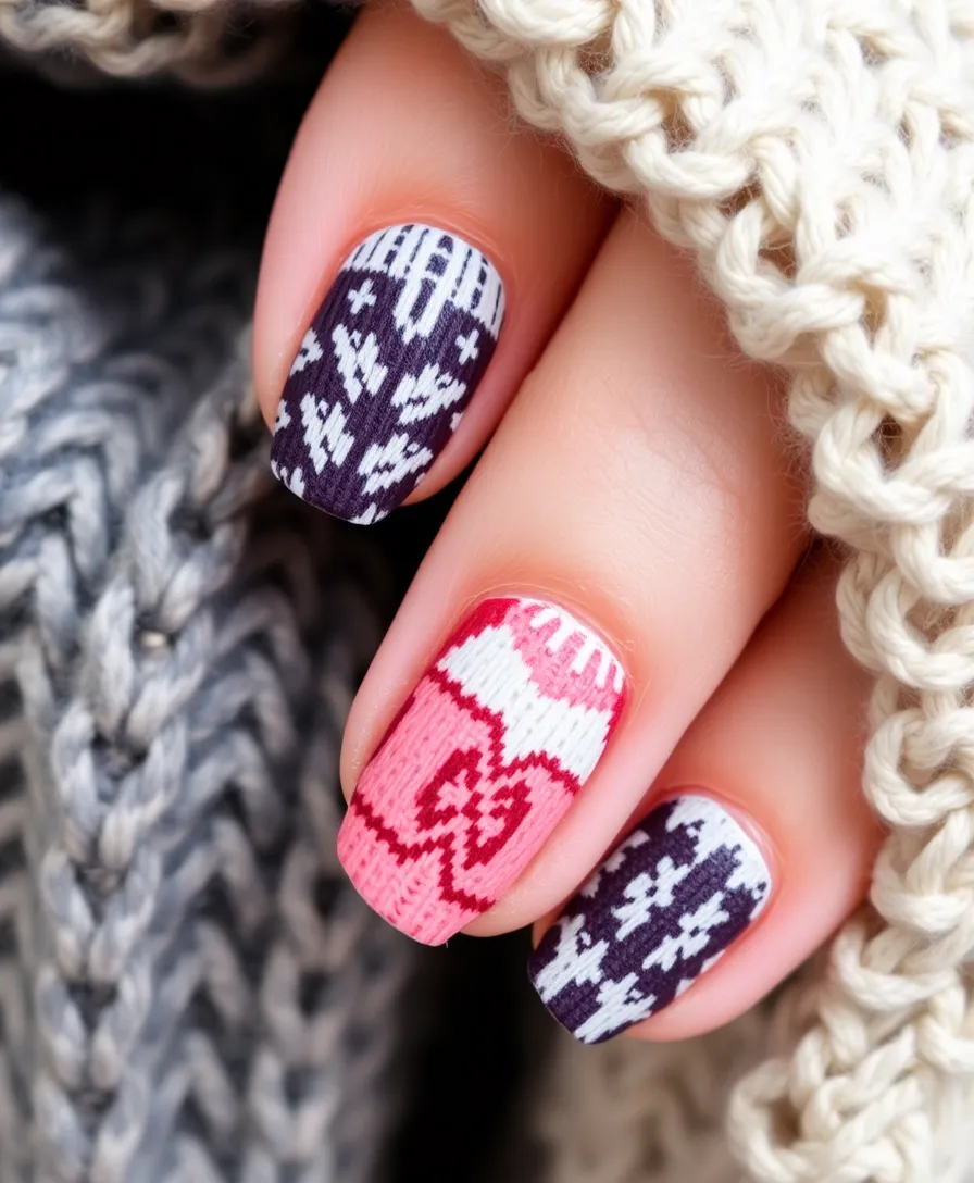 15 Stunning January Nail Designs to Rock This Winter (You Won't Believe #7!) - 3. Cozy Sweater Patterns