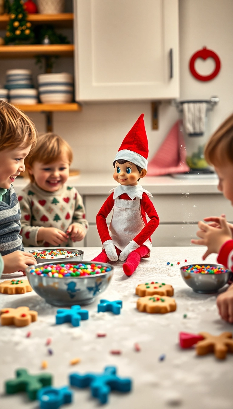 10 Interactive Elf on the Shelf Ideas for Toddlers (They’ll Be Begging for More!) - 6. Elf's Baking Day