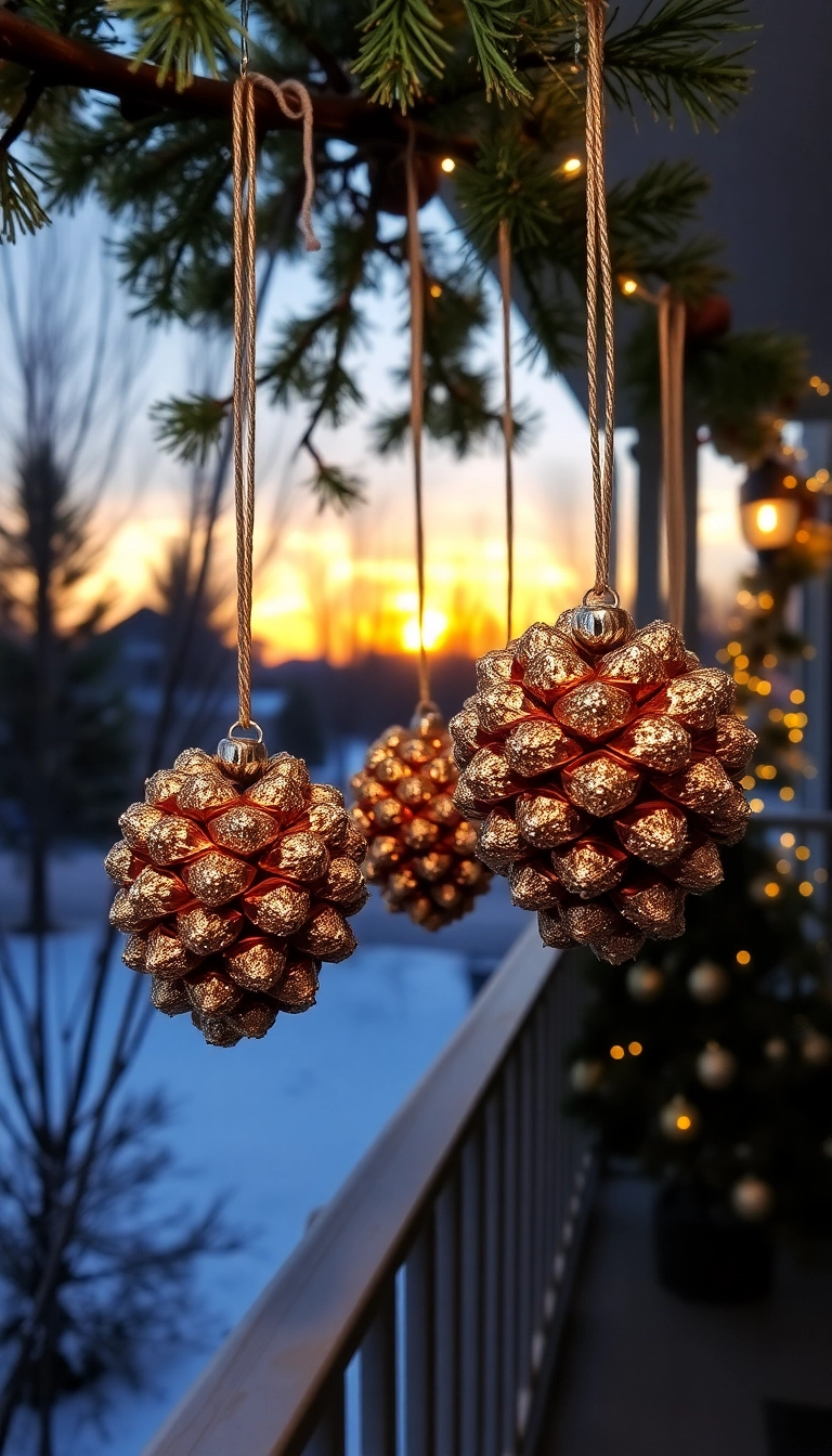 21 DIY Outdoor Christmas Decorations Ideas That Will Make Your Neighbors Jealous! - 7. Glittering Pinecone Ornaments