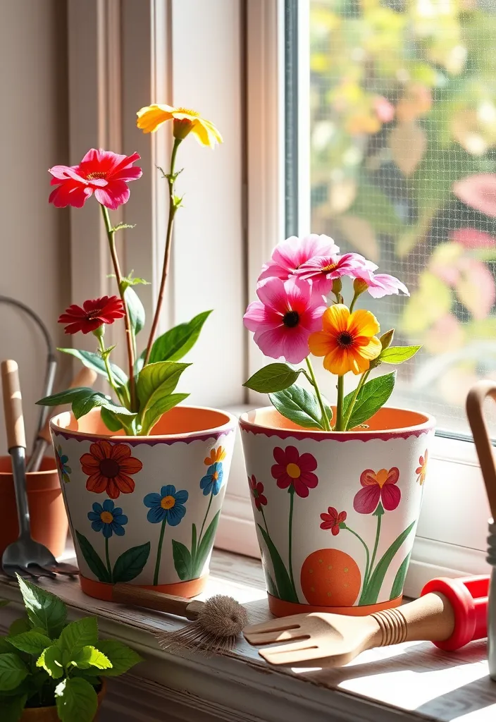 20 DIY Valentine's Day Projects That'll Impress Your Loved One (You’ll Want to Try #5!) - 11. Hand-Painted Flower Pots