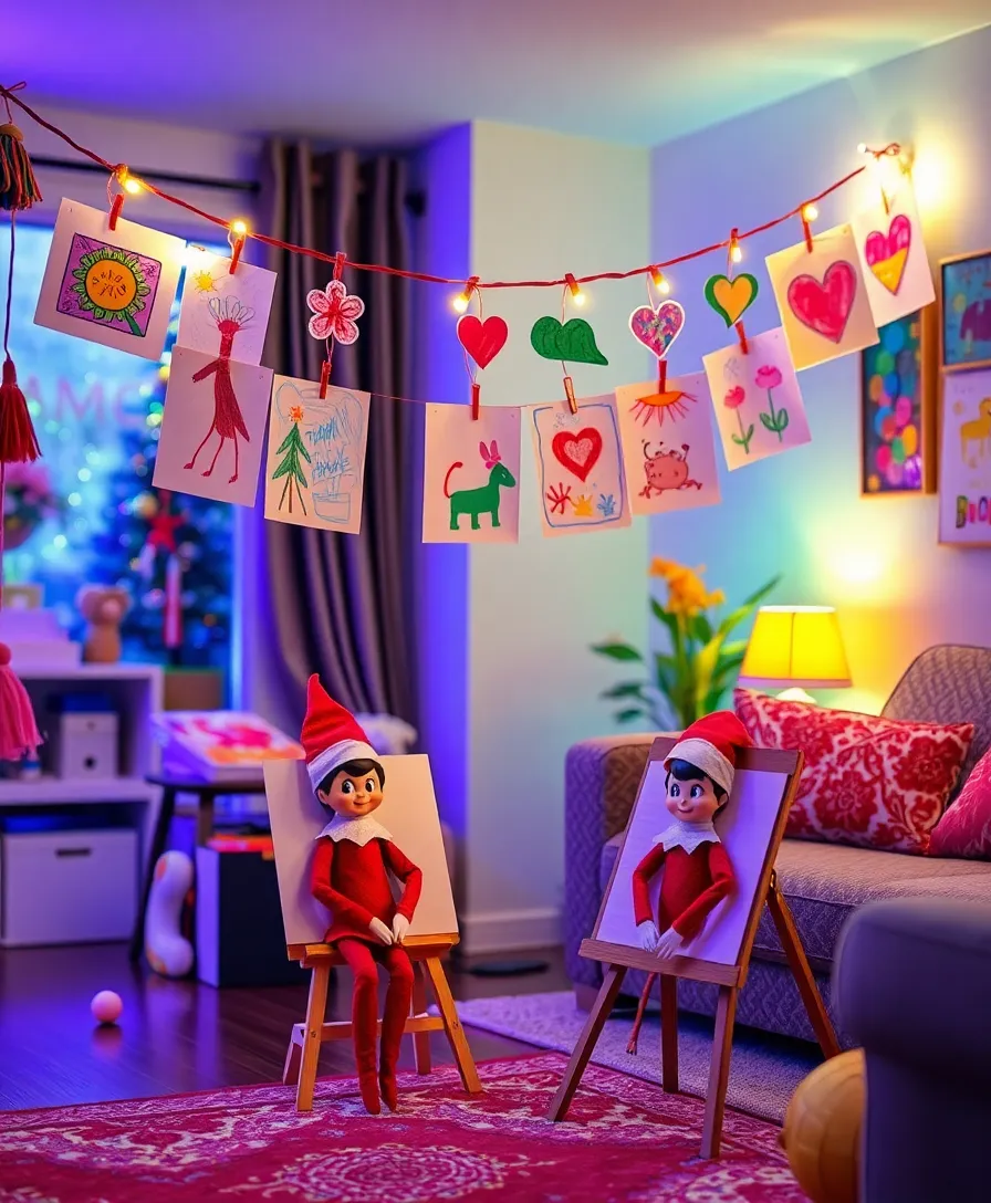 20 Elf on the Shelf Activities Your Kids Will Beg for Every December! - 4. Elf Art Gallery