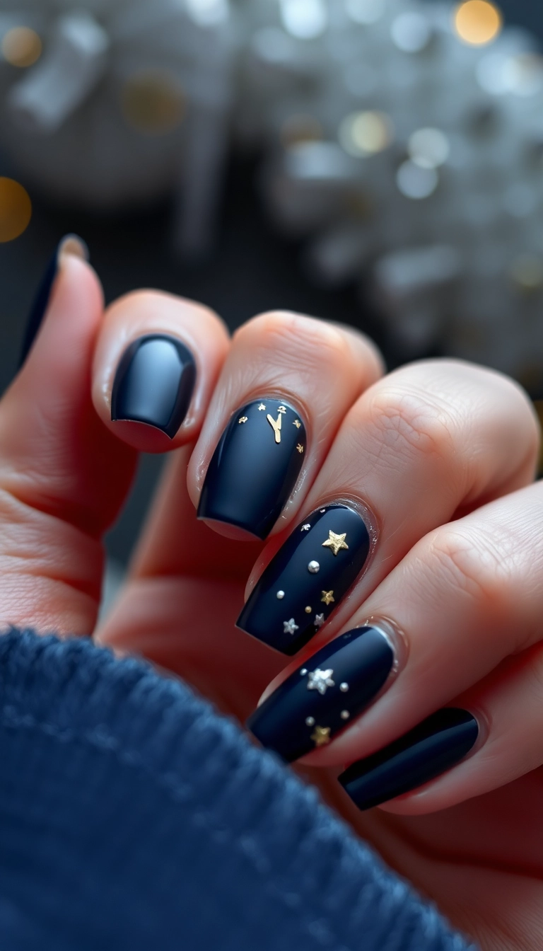 20 Fun New Year Themed Nails Designs That Will Kickstart Your Celebration! - 1. Midnight Countdown