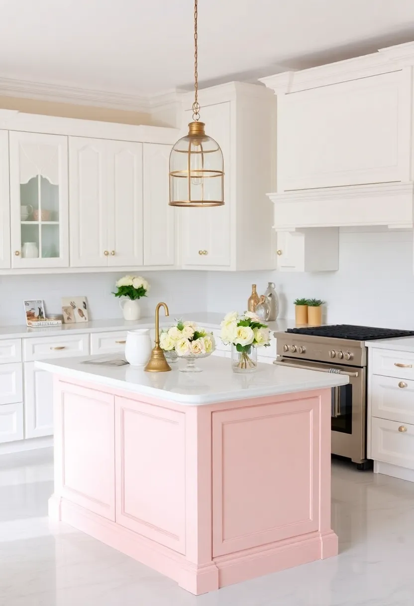 20 Colorful Kitchen Island Ideas That Will Brighten Your Home (Wait Till You See #7!) - 17. Soft Blush