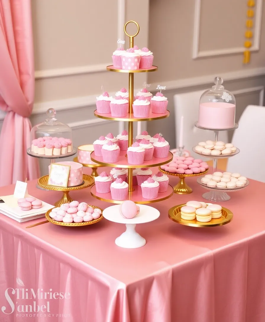 17 Unique Pink and Gold Tablescape Ideas That Will Leave Guests Speechless! - 17. Creative Dessert Display