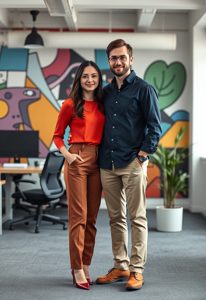 12 Smart Casual Matching Outfits for Couples That’ll Make You the Power Pair at Work! - 8. Color Block Coordination