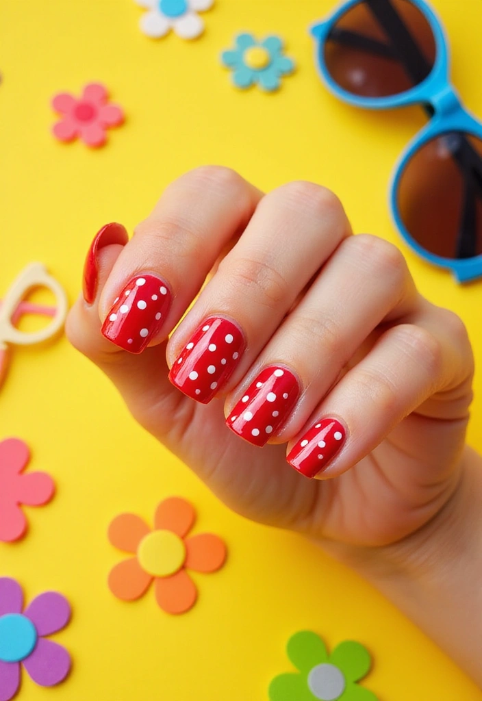 Transform Your Look with 15 Cherry Coded Nails DIY That Are Simply Irresistible! - 5. Cherry Dot Design