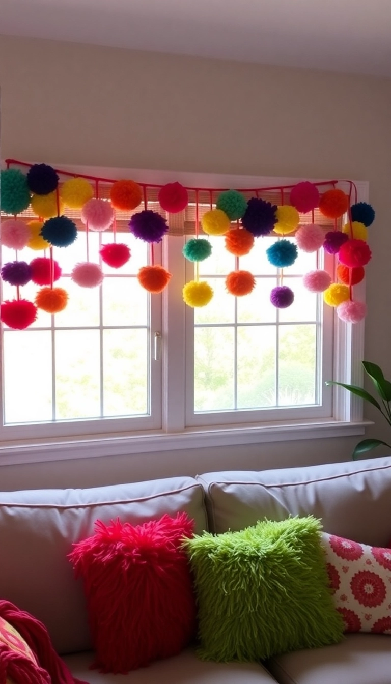 41 DIY Christmas Garland Ideas to Add Festive Flair 6 21 Unique DIY Christmas Garland Ideas That Will Wow Your Guests This Year! - Colorful Pom-Pom Garland