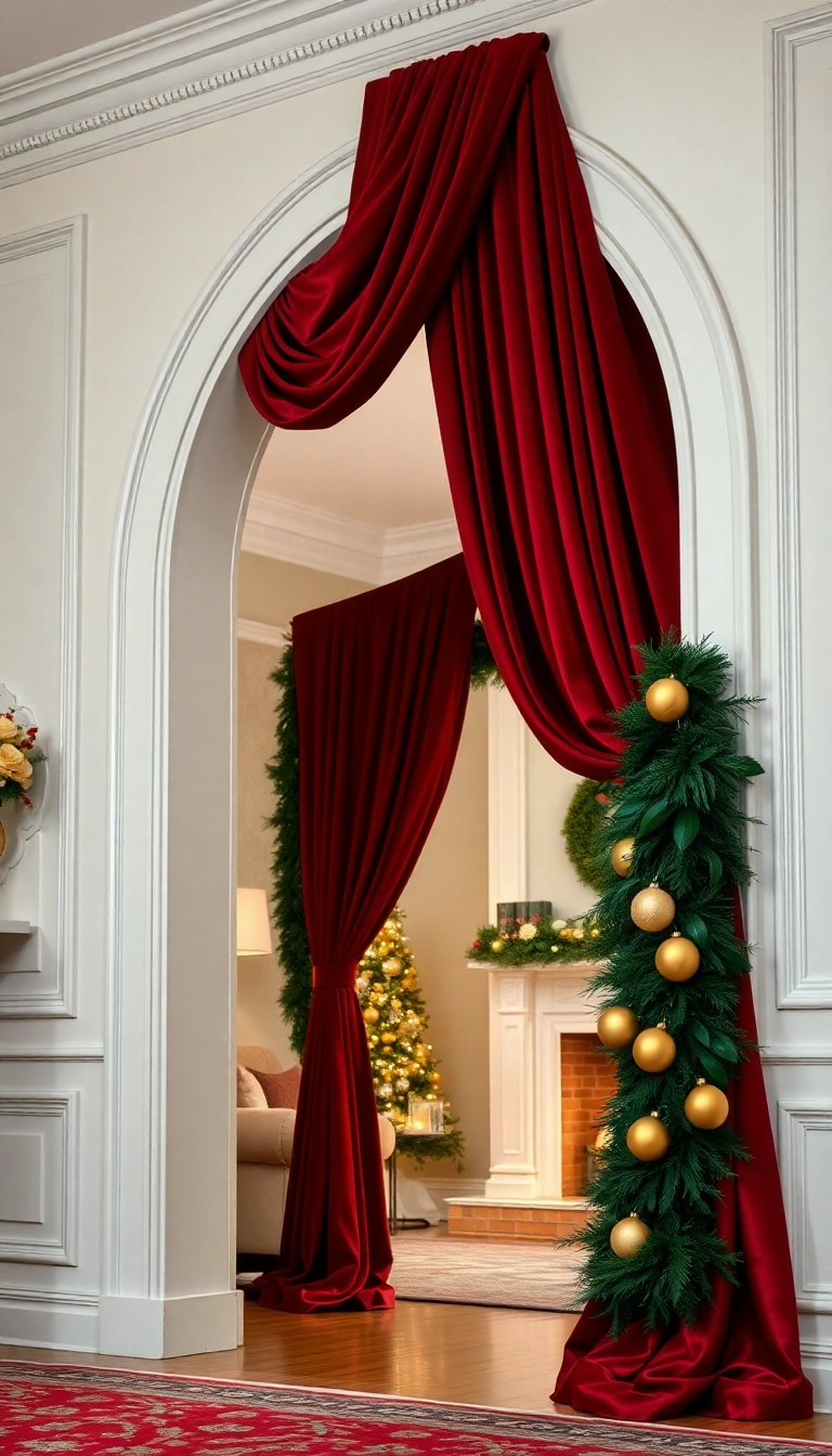 21 Stunning Christmas Archway Decor Ideas to Transform Your Indoor Space (You Won't Believe #14!) - 2. Festive Fabric Drapes