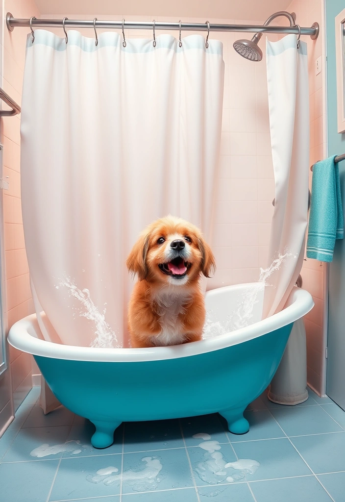 25 Pet Grooming Hacks That Will Save You Time and Money (Even Your Pet Will Love #12!) - 16. Use a Shower Curtain for Bathing