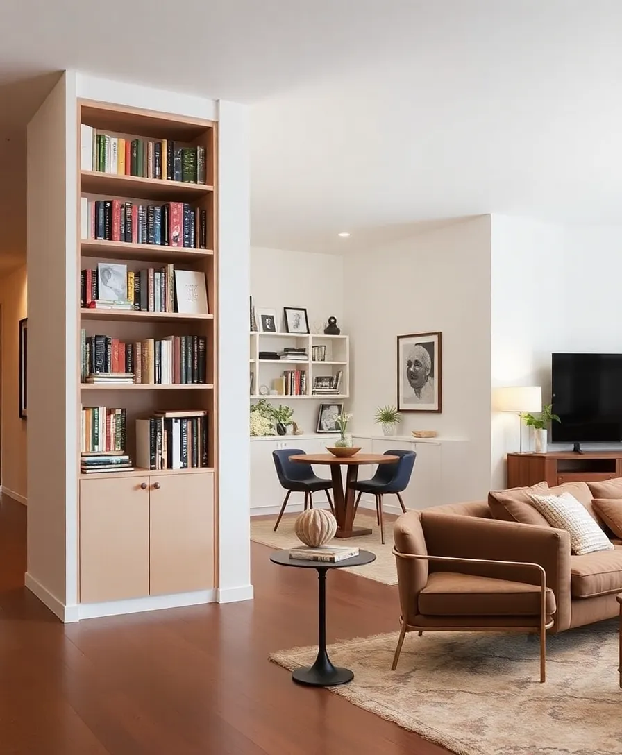 7 Stylish Book Storage Solutions for Small Apartments (You Won't Believe #3!) - 4. Bookshelf Room Divider: Dual Functionality