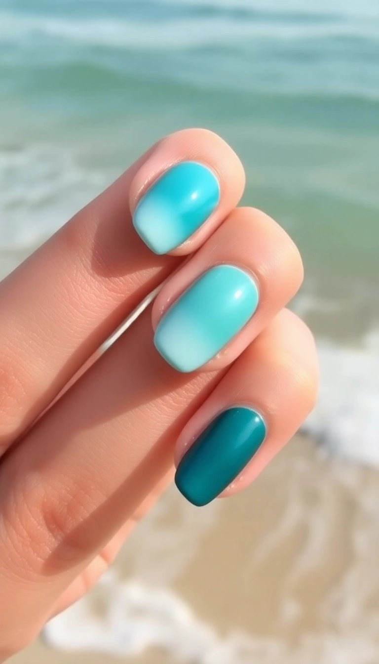 27 Beach Nails Designs That Will Make You Dream of Sunshine (You Won't Believe #15!) - 21. Aquatic Ombre