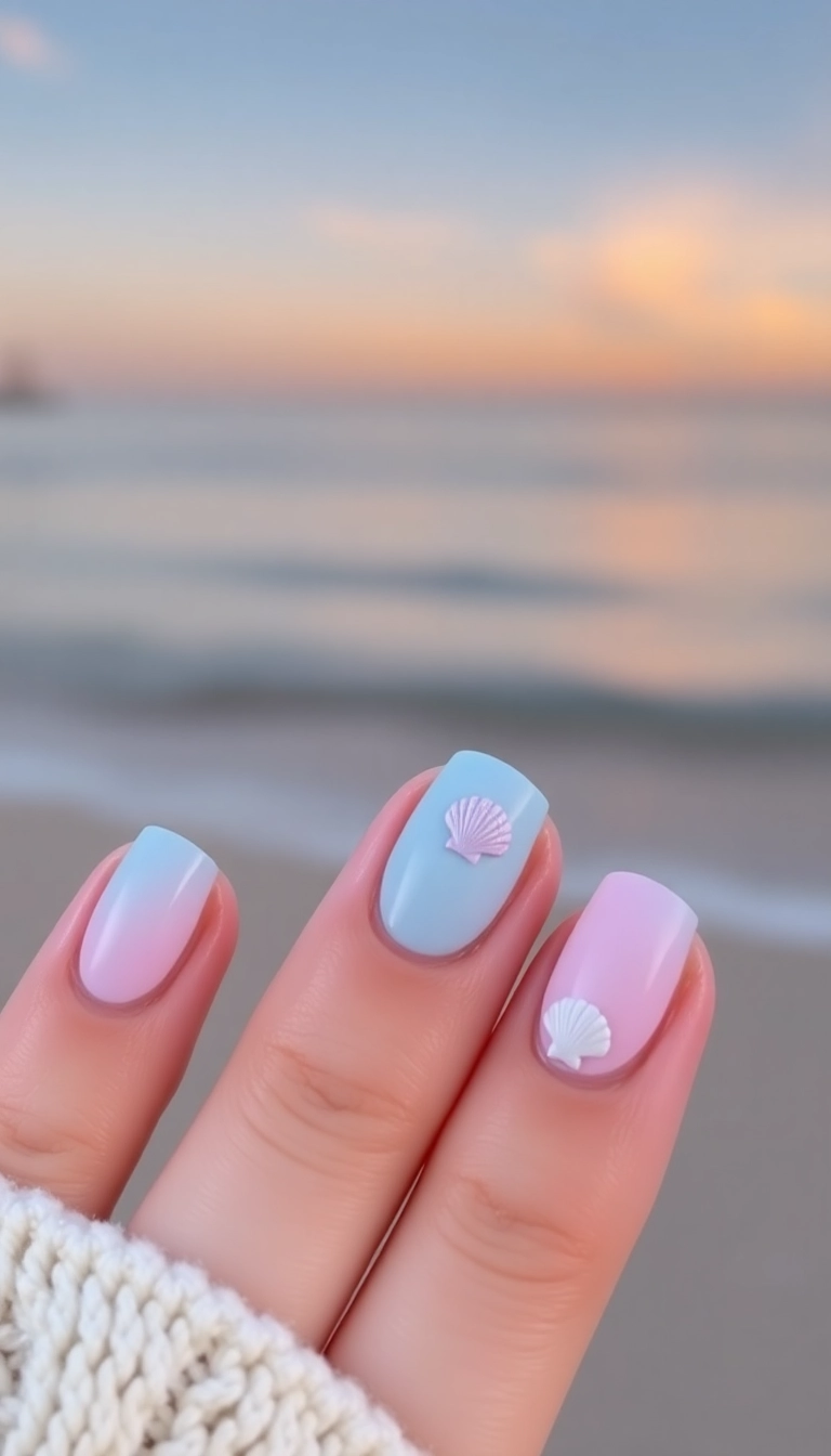 13 Seashell Nail Art Ideas That Will Leave You Shell-Shocked! - 9. Pastel Seashell Dream