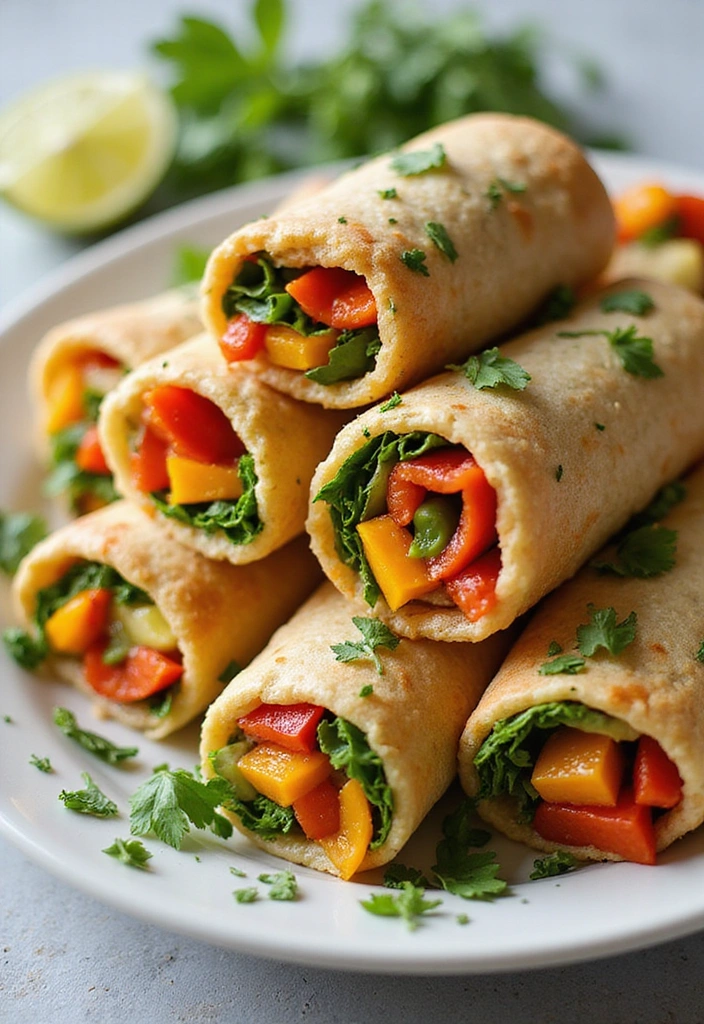 20 Healthy Snack Ideas That Are Quick and Easy to Make at Home (Say Goodbye to Junk Food!) - 17. Veggie Roll-Ups