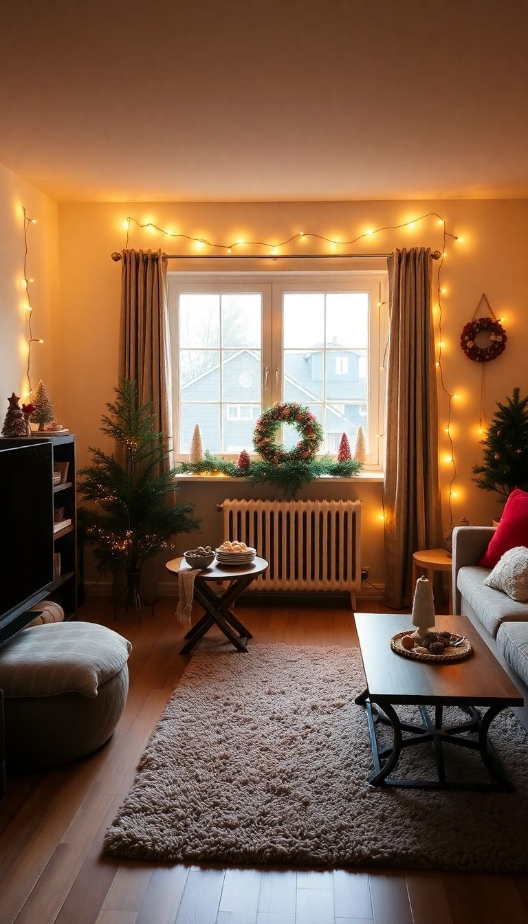 21 Stunning Small Apartment Christmas Decor Ideas That'll Make Your Space Merry and Bright! - 4. String Lights Magic