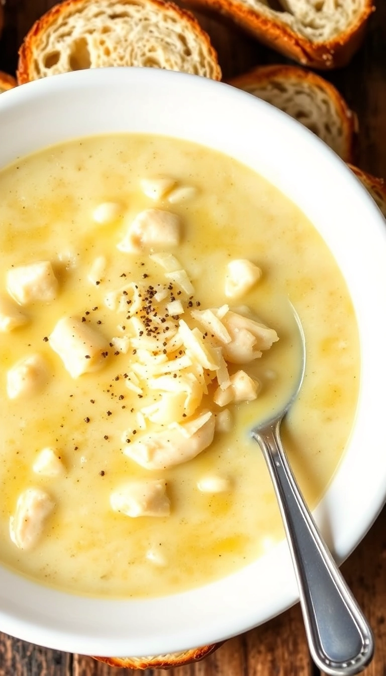 24 Creamy Chicken and Rice Soup Ideas You Need to Try Tonight! - 6. Creamy Garlic Parmesan Chicken and Rice Soup