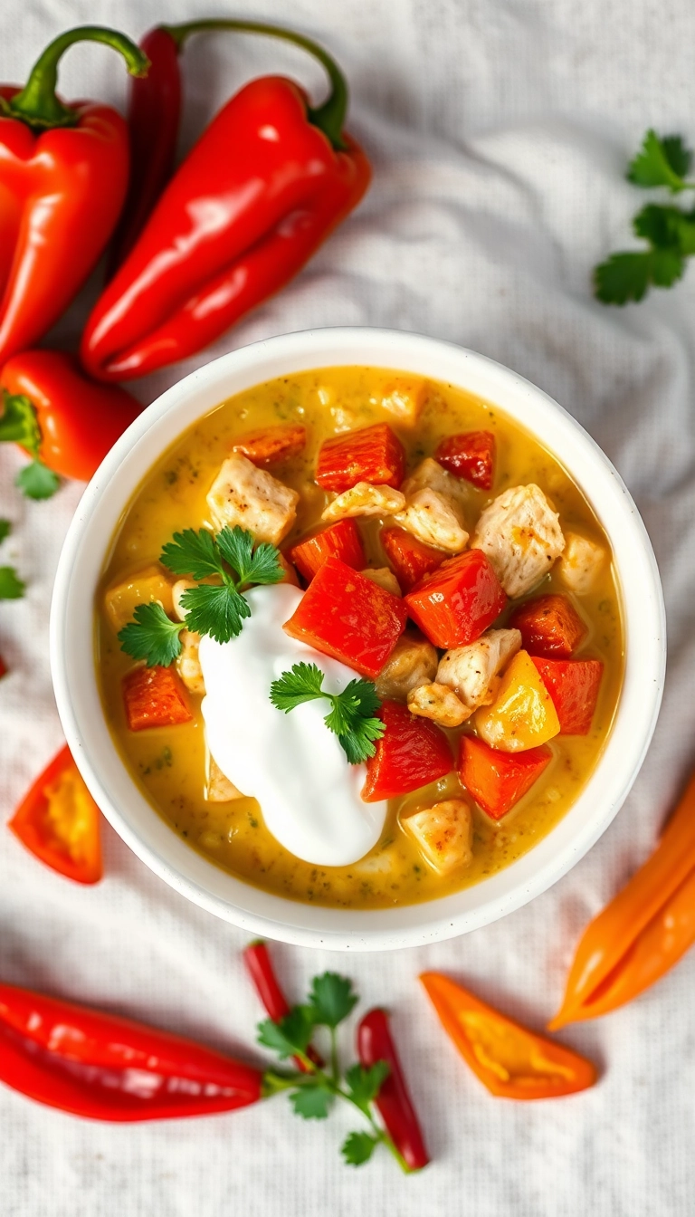 30 Mind-Blowing Crockpot White Chicken Chili Recipes You Need to Try Tonight! - 19. White Chicken Chili with Roasted Red Peppers