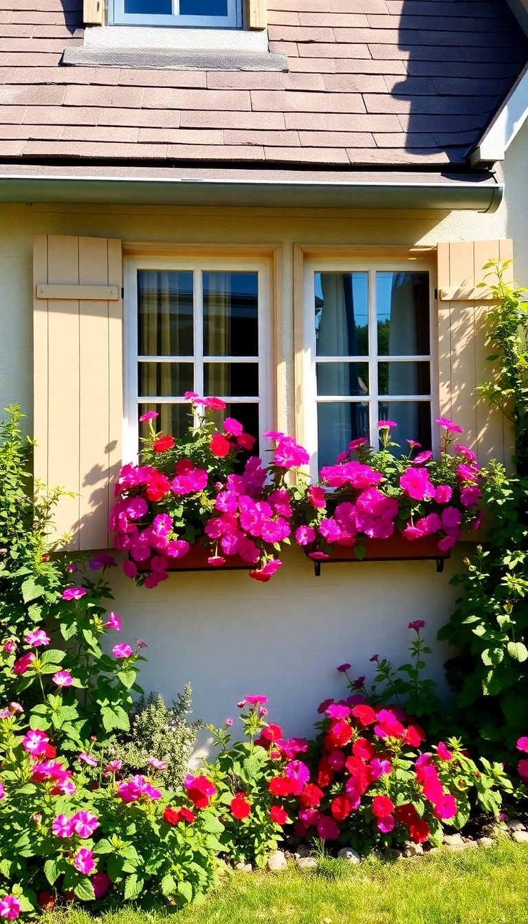 21 Cozy French Country Exteriors That Invite You to Relax and Unwind! - 2. Inviting Wooden Shutters