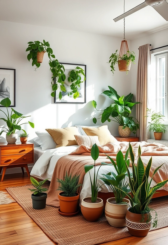 15 Dreamy Mid-Century Modern Bedroom Makeovers That Cost Less Than $500 (You Won't Believe #9!) - 14. Earthy Indoor Plants