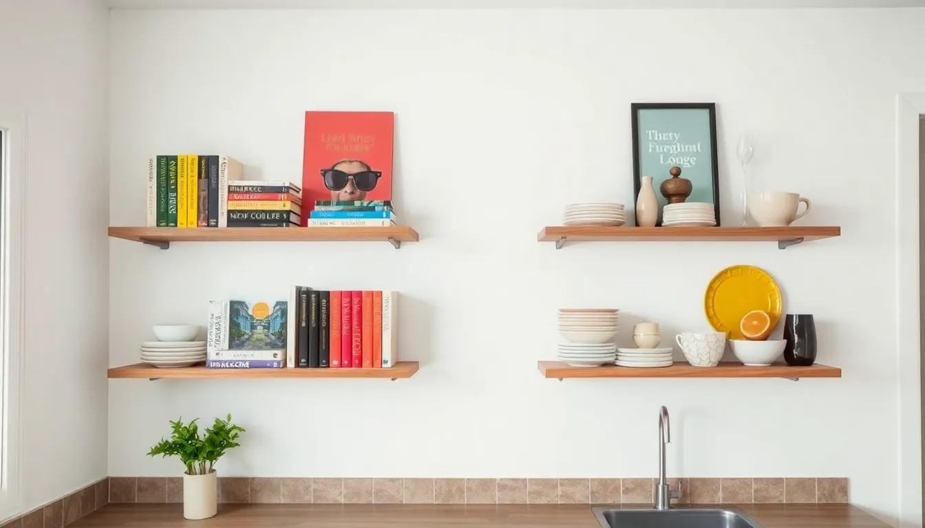 15 Kitchen Organization Hacks That'll Transform Your Space (You'll Love #6!) - 10. Floating Shelves for Display