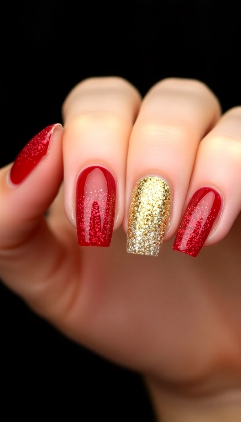 23 Fire Nail Inspirations That Will Ignite Your Creativity! - 12. Fireworks Glitter Gradient