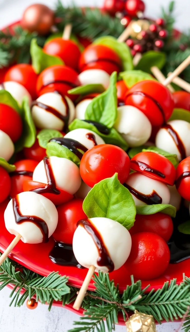 24 Irresistible Christmas Food Ideas for Your Next Holiday Gathering (Wait Until You See #5!) - 2. Mini Caprese Skewers