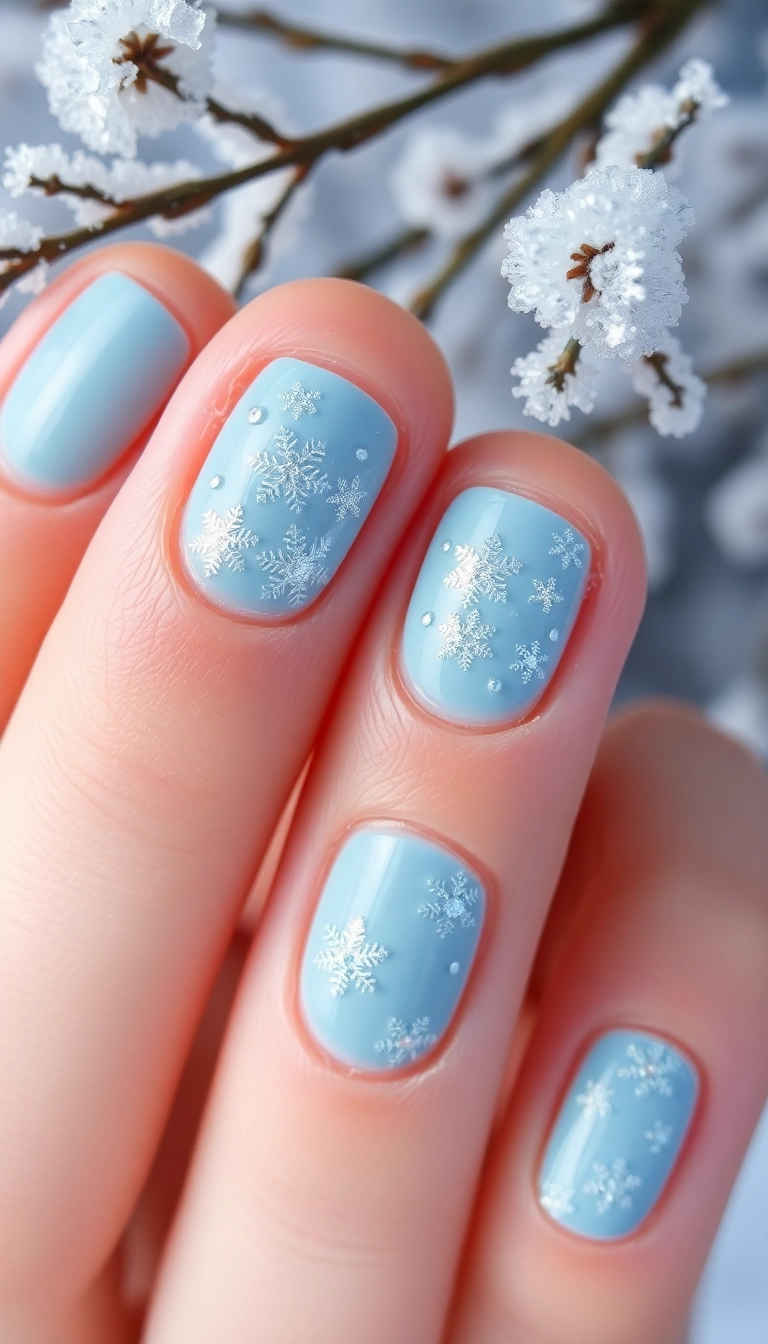 20 Fun New Year Themed Nails Designs That Will Kickstart Your Celebration! - 15. Glittered Snowflakes