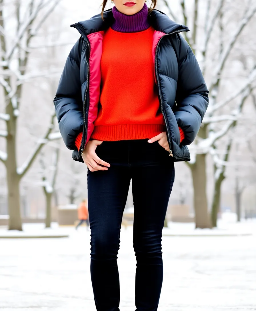 15 Warm Winter Outfits That'll Keep You Cozy and Stylish All Season Long! - 2. Layered Turtlenecks Under a Puffer Jacket