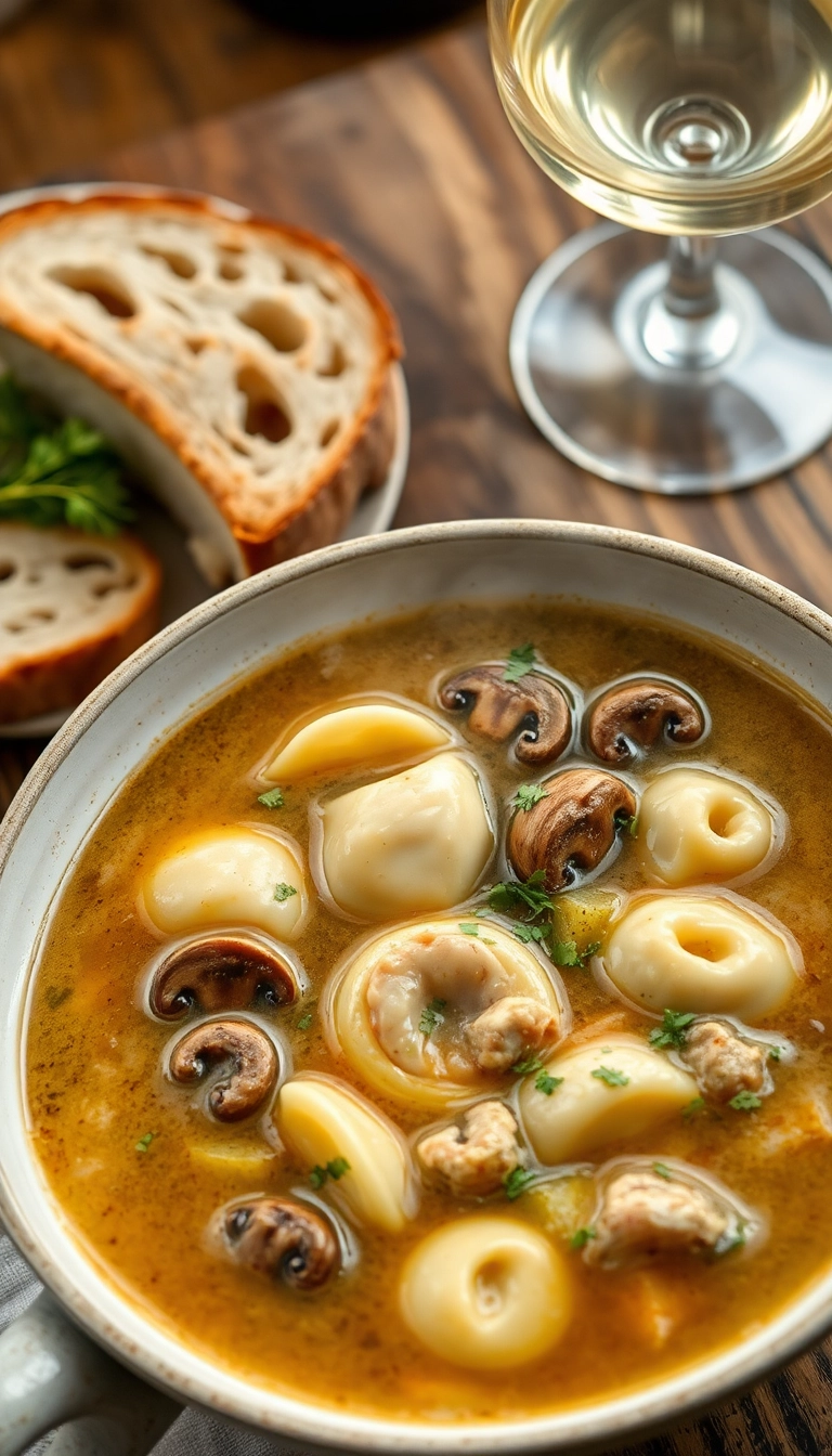 22 Chicken Tortellini Soup Ideas for a Cozy Night In (You Won't Want to Miss #10!) - 10. Chicken Tortellini Soup with Wild Mushrooms (You Won't Want to Miss This!)