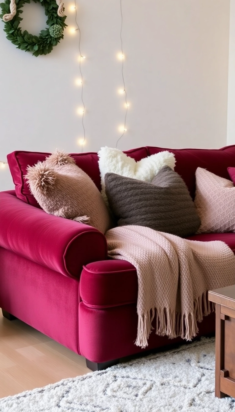 21 Creative Burgundy Christmas Inspiration Ideas That Will Leave Your Guests in Awe! - Burgundy Throw Pillows